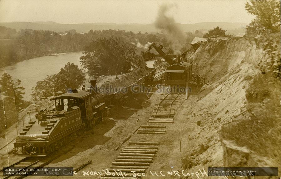 Postcard: The cut near Bolt Junction, Holbrook, Cabot & Rollins Corporation, Hinsdale, New Hampshire